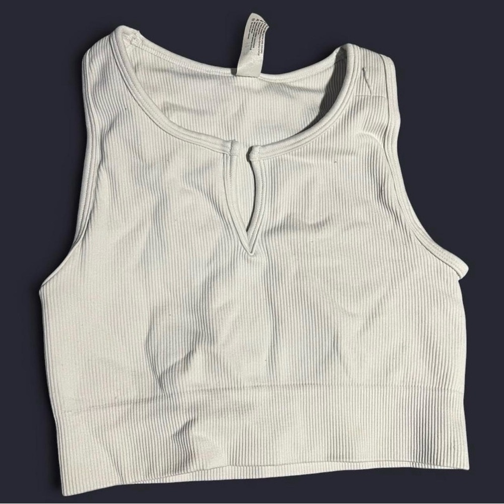 Women's White Ribbed Tank Crop Top